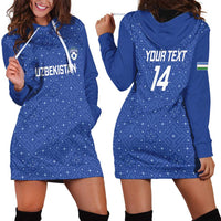 Uzbekistan Football Custom Hoodie Dress Come On White Wolves Blue - Wonder Print Shop