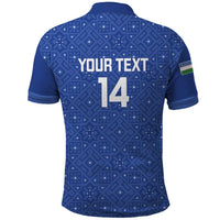 Uzbekistan Football Custom Polo Shirt Come On White Wolves Blue - Wonder Print Shop