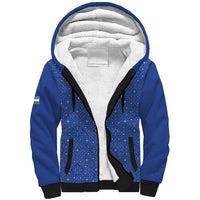 Uzbekistan Football Custom Sherpa Hoodie Come On White Wolves Blue - Wonder Print Shop