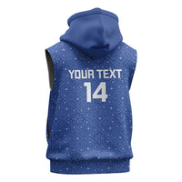 Uzbekistan Football Custom Sleeveless Zip Hoodie Come On White Wolves Blue - Wonder Print Shop
