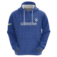 Uzbekistan Football Custom Zip Hoodie Come On White Wolves Blue - Wonder Print Shop