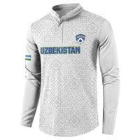Uzbekistan Football Custom Button Sweatshirt Come On White Wolves White - Wonder Print Shop