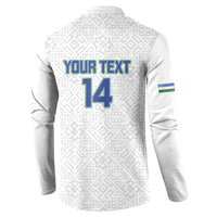 Uzbekistan Football Custom Button Sweatshirt Come On White Wolves White - Wonder Print Shop
