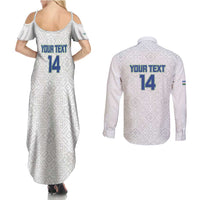 Uzbekistan Football Custom Couples Matching Summer Maxi Dress and Long Sleeve Button Shirt Come On White Wolves White - Wonder Print Shop