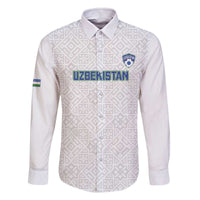 Uzbekistan Football Custom Family Matching Off The Shoulder Long Sleeve Dress and Hawaiian Shirt Come On White Wolves White - Wonder Print Shop