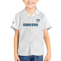 Uzbekistan Football Custom Family Matching Off The Shoulder Long Sleeve Dress and Hawaiian Shirt Come On White Wolves White - Wonder Print Shop