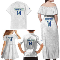 Uzbekistan Football Custom Family Matching Off Shoulder Maxi Dress and Hawaiian Shirt Come On White Wolves White - Wonder Print Shop