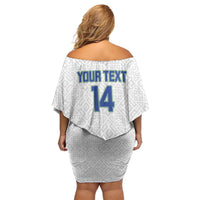 Uzbekistan Football Custom Family Matching Off Shoulder Short Dress and Hawaiian Shirt Come On White Wolves White - Wonder Print Shop