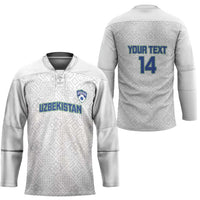 Uzbekistan Football Custom Hockey Jersey Come On White Wolves White - Wonder Print Shop