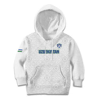 Uzbekistan Football Custom Kid Hoodie Come On White Wolves White - Wonder Print Shop