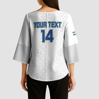 Uzbekistan Football Custom Kimono Sleeve Blouse Come On White Wolves White - Wonder Print Shop