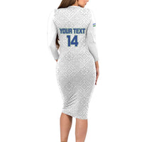 Uzbekistan Football Custom Long Sleeve Bodycon Dress Come On White Wolves White - Wonder Print Shop