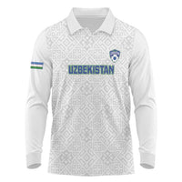 Uzbekistan Football Custom Long Sleeve Polo Shirt Come On White Wolves White - Wonder Print Shop