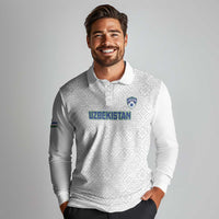 Uzbekistan Football Custom Long Sleeve Polo Shirt Come On White Wolves White - Wonder Print Shop