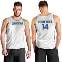 Uzbekistan Football Custom Men Tank Top Come On White Wolves White - Wonder Print Shop