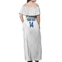 Uzbekistan Football Custom Off Shoulder Maxi Dress Come On White Wolves White - Wonder Print Shop
