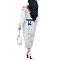 Uzbekistan Football Custom Off The Shoulder Long Sleeve Dress Come On White Wolves White - Wonder Print Shop