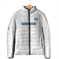 Uzbekistan Football Custom Padded Jacket Come On White Wolves White - Wonder Print Shop