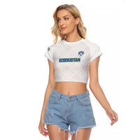 Uzbekistan Football Custom Raglan Cropped T Shirt Come On White Wolves White - Wonder Print Shop