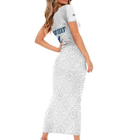 Uzbekistan Football Custom Short Sleeve Bodycon Dress Come On White Wolves White - Wonder Print Shop