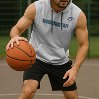 Uzbekistan Football Custom Sleeveless Hoodie Come On White Wolves White - Wonder Print Shop