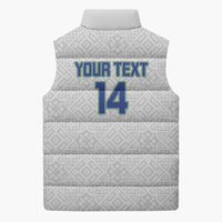 Uzbekistan Football Custom Sleeveless Puffer Jacket Come On White Wolves White - Wonder Print Shop