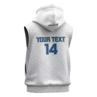 Uzbekistan Football Custom Sleeveless Zip Hoodie Come On White Wolves White - Wonder Print Shop