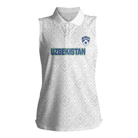 Uzbekistan Football Custom Women Sleeveless Polo Shirt Come On White Wolves White - Wonder Print Shop