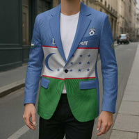 Uzbekistan Football Custom Blazer Come On White Wolves Flag Style - Wonder Print Shop