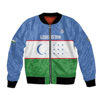 Uzbekistan Football Custom Bomber Jacket Come On White Wolves Flag Style - Wonder Print Shop