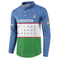 Uzbekistan Football Custom Button Sweatshirt Come On White Wolves Flag Style - Wonder Print Shop