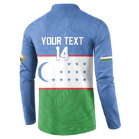 Uzbekistan Football Custom Button Sweatshirt Come On White Wolves Flag Style - Wonder Print Shop