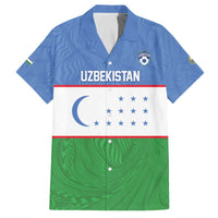 Uzbekistan Football Custom Family Matching Off The Shoulder Long Sleeve Dress and Hawaiian Shirt Come On White Wolves Flag Style - Wonder Print Shop