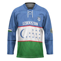 Uzbekistan Football Custom Hockey Jersey Come On White Wolves Flag Style - Wonder Print Shop