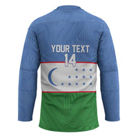 Uzbekistan Football Custom Hockey Jersey Come On White Wolves Flag Style - Wonder Print Shop