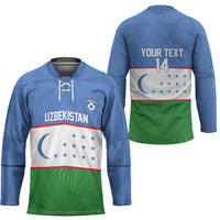 Uzbekistan Football Custom Hockey Jersey Come On White Wolves Flag Style - Wonder Print Shop