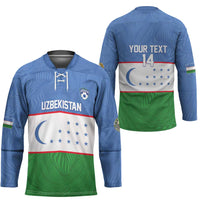 Uzbekistan Football Custom Hockey Jersey Come On White Wolves Flag Style - Wonder Print Shop