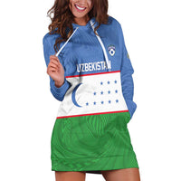 Uzbekistan Football Custom Hoodie Dress Come On White Wolves Flag Style - Wonder Print Shop