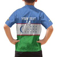 Uzbekistan Football Custom Kid Hawaiian Shirt Come On White Wolves Flag Style - Wonder Print Shop