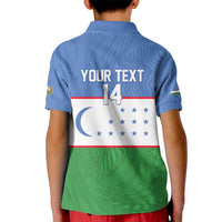 Uzbekistan Football Custom Kid Polo Shirt Come On White Wolves Flag Style - Wonder Print Shop