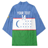 Uzbekistan Football Custom Kimono Come On White Wolves Flag Style - Wonder Print Shop