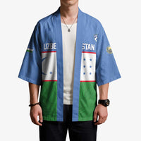 Uzbekistan Football Custom Kimono Come On White Wolves Flag Style - Wonder Print Shop