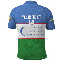 Uzbekistan Football Custom Polo Shirt Come On White Wolves Flag Style - Wonder Print Shop
