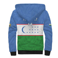 Uzbekistan Football Custom Sherpa Hoodie Come On White Wolves Flag Style - Wonder Print Shop