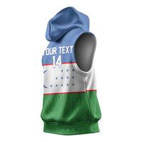 Uzbekistan Football Custom Sleeveless Hoodie Come On White Wolves Flag Style - Wonder Print Shop