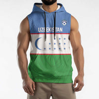 Uzbekistan Football Custom Sleeveless Hoodie Come On White Wolves Flag Style - Wonder Print Shop