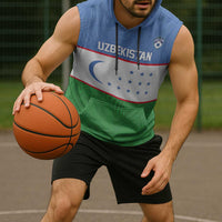 Uzbekistan Football Custom Sleeveless Hoodie Come On White Wolves Flag Style - Wonder Print Shop