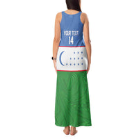 Uzbekistan Football Custom Tank Maxi Dress Come On White Wolves Flag Style - Wonder Print Shop