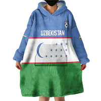 Uzbekistan Football Custom Wearable Blanket Hoodie Come On White Wolves Flag Style - Wonder Print Shop