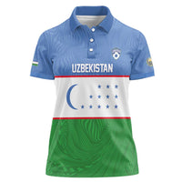 Uzbekistan Football Custom Women Polo Shirt Come On White Wolves Flag Style - Wonder Print Shop
